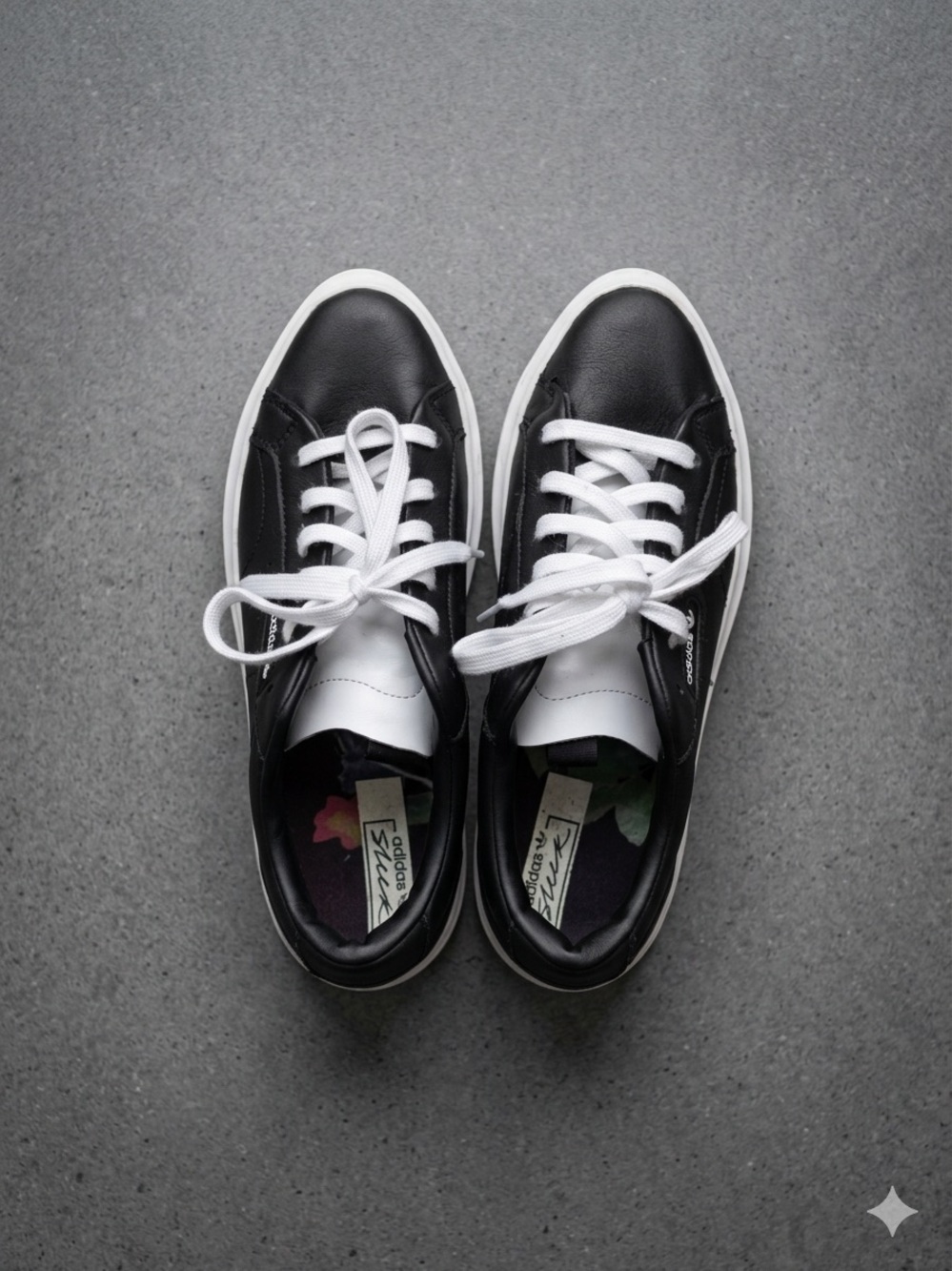 Adidas Sleek Black Leather Sneakers